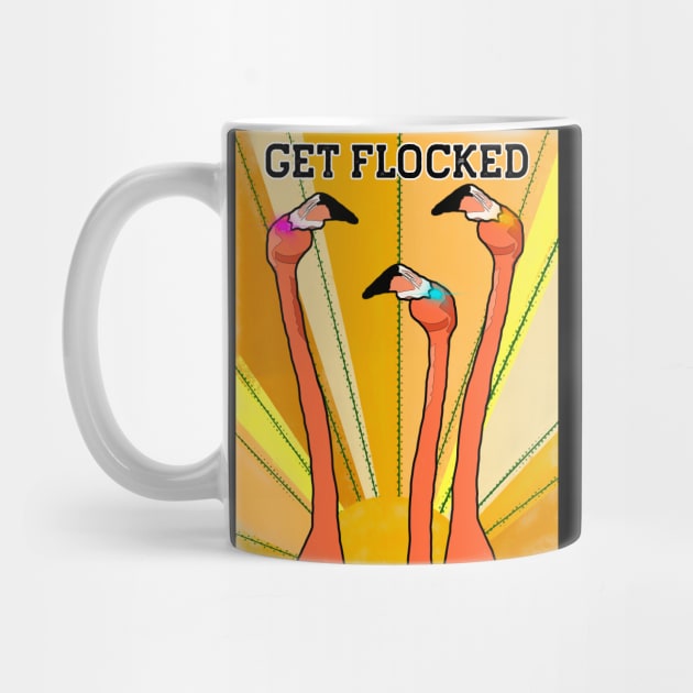 Get Flocked Funny Vintage Flamingo Bird by Punderstandable